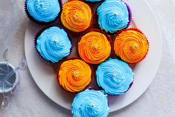 Colorful cupcakes in a circle