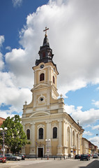 Fototapeta na wymiar Biserica cu Luna (Moon Church) - Assumption Cathedral in Oradea. Romania