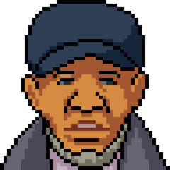 vector pixel art black man face