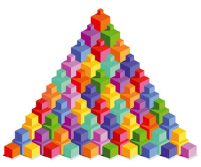 Pyramide aus bunten Würfeln, illustration