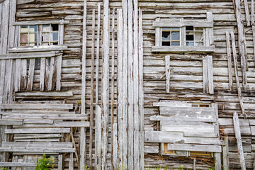 Old abandoned wooden house at Fredvang in Lofoten in Norway