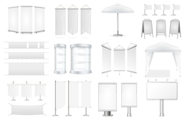 Realistic Detailed 3d Promo Ad Set. Vector