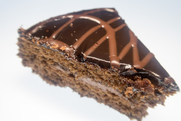 piece of homemade cake on white background