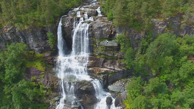 Tvindefossen or Tvinnefossen waterfall near Voss in Norway