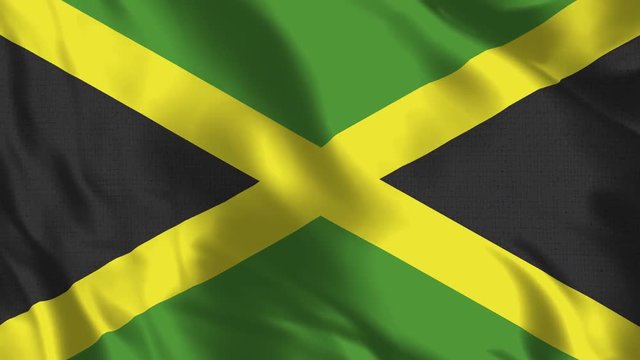 Jamaica Flag - Realistic 4K - 60 fps flag of the Jamaica waving in the wind. Seamless loop with highly detailed fabric texture. Loop ready in 4k resolution