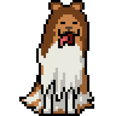 vector pixel art dog furry