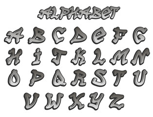 Graffity alphabet vector hand drawn grunge font paint symbol design ink style texture typeset