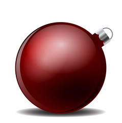 Obraz premium red christmas ball with shadow that lies on its side