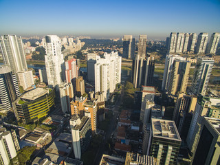 Aerial view of big city, Moncao neighbohood, Sao Paulo Brazil, South America