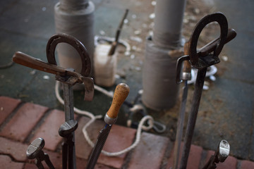 A blacksmith's and farrier tools