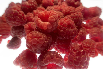 bright colorful raspberry on a white background