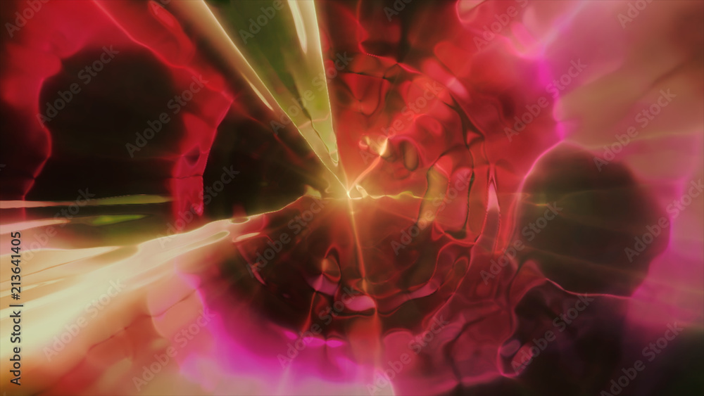 Poster 3d rendering the flight to another dimension through a wormhole in time and space. bright, high-ener