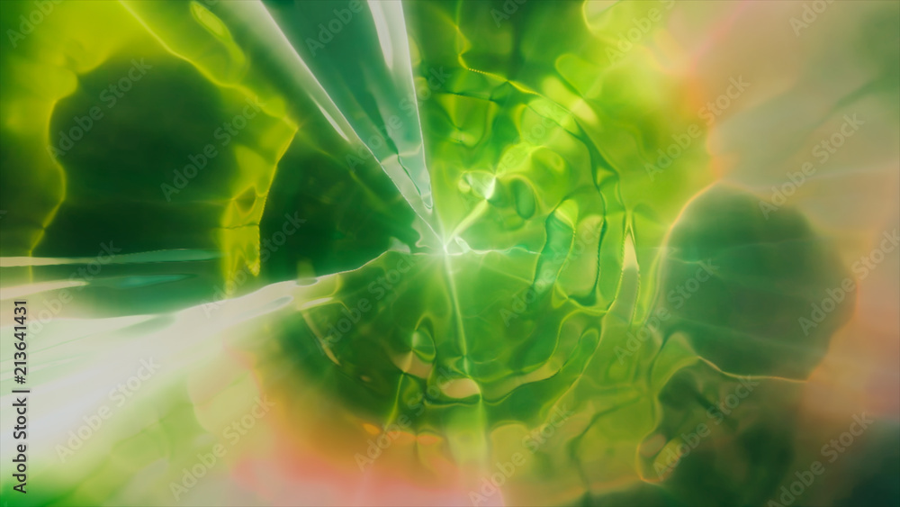 Poster 3d rendering the flight to another dimension through a wormhole in time and space. bright, high-ener