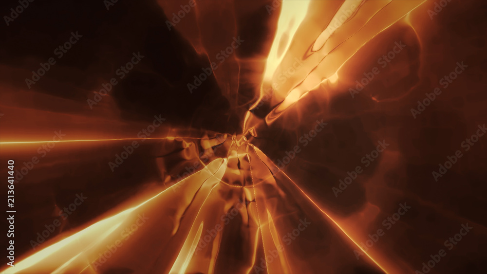 Poster 3d rendering the flight to another dimension through a wormhole in time and space. bright, high-ener