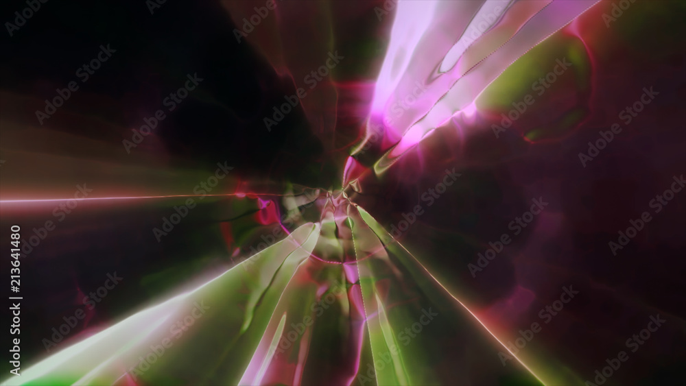 Poster 3d rendering the flight to another dimension through a wormhole in time and space. bright, high-ener