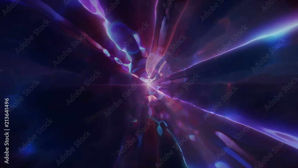 Poster 3d rendering the flight to another dimension through a wormhole in time and space. bright, high-ener