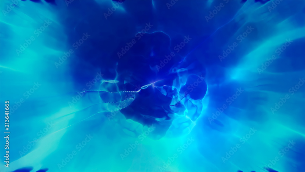 Poster 3d rendering the flight to another dimension through a wormhole in time and space. bright, high-ener