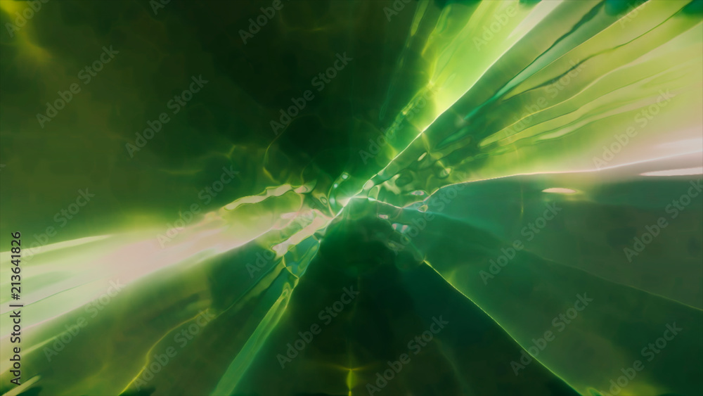 Poster 3d rendering the flight to another dimension through a wormhole in time and space. bright, high-ener