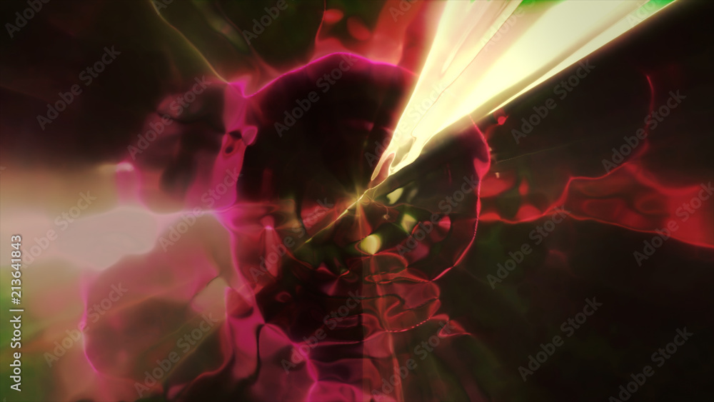 Poster 3d rendering the flight to another dimension through a wormhole in time and space. bright, high-ener