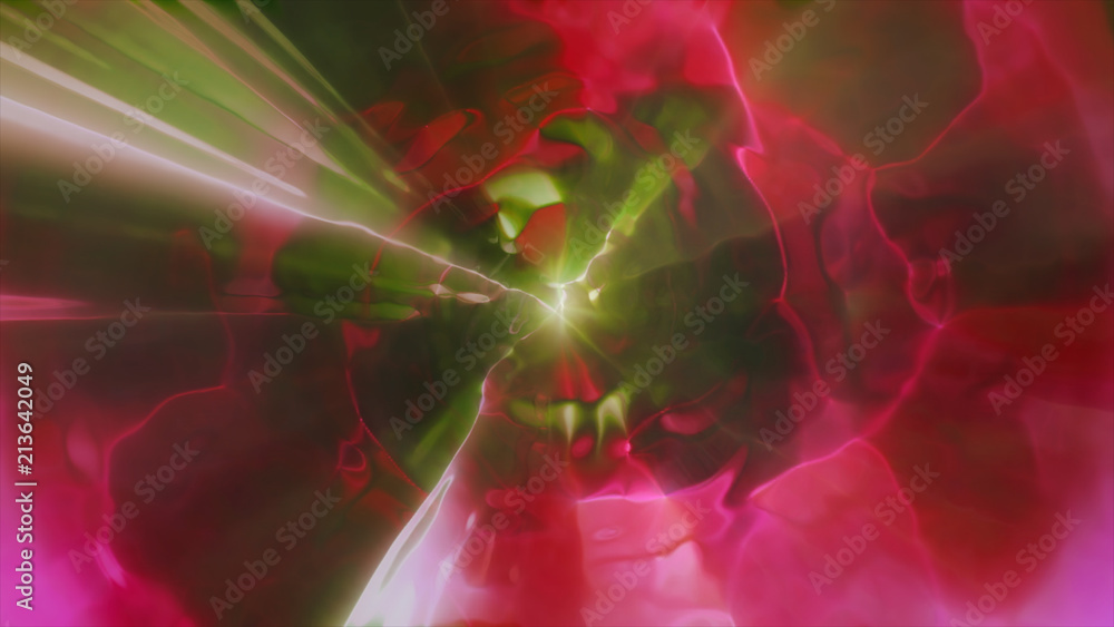 Poster 3d rendering the flight to another dimension through a wormhole in time and space. bright, high-ener