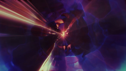3D rendering the flight to another dimension through a wormhole in time and space. Bright,...
