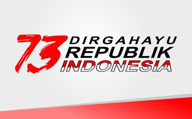 Vector red color Flat design, Illustration of Indonesia Icons, flag, and landmarks. 17th August Indonesia Independence Day concept