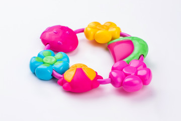 Colourful circle baby rattle.