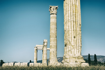 Temple of Olympian Zeus in Athens Greece, famous archaeological landmark