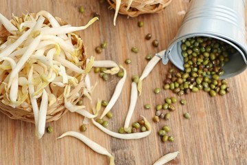 Bean sprouts with seed