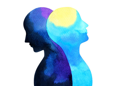 bipolar disorder mind mental health connection watercolor painting illustration hand drawing design symbol