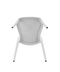 White Plastic Cafe Chair on White Background, Bottom View