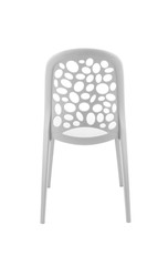 White Plastic Cafe Chair on White Background, Rear View
