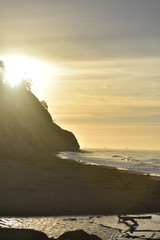 Beautiful sunrise with cliffs blocking the sun
