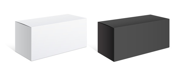 Realistic black and white packing boxes.