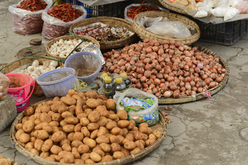 Frisches Gemüse auf dem Markt, Nampan, formatfüllend, Inle Lake, Inle See, Shan Staat, Myanmar, Asien