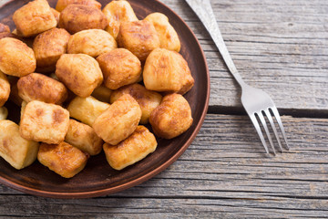 Homemade fried potatoes gnocchi