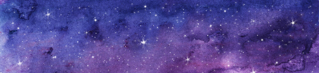 Fototapeta premium Ręcznie malowane akwarela ilustracja nocne niebo