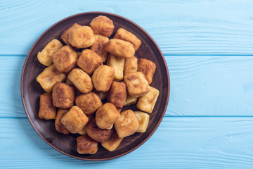 Homemade fried potatoes gnocchi