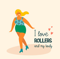 Body positive. Happy plus size girl and active lifestyle.