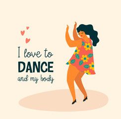 Body positive. Happy plus size girl and active lifestyle.