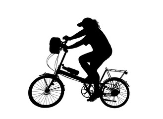 silhouette Sport man whit bike on white background