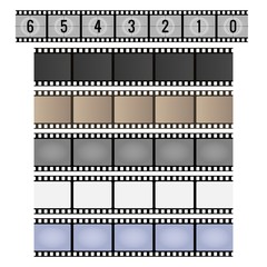 Film strip. Movie reel frames, vintage 35mm camera celluloid filmstrip vector illustration