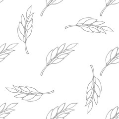 Monochrome seamless illustration with leaves. Creative vector background.