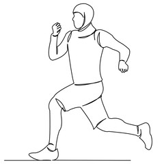 Muslim woman running sprint