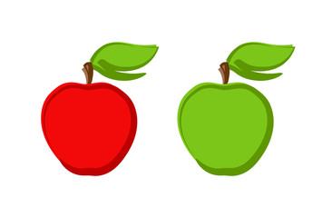 Icon set of Ripe Apples isolated on White