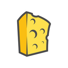 Block of Cheese, Vector Clipart for icon or logotype of organic dairy production.