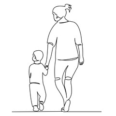 mom walks with her son