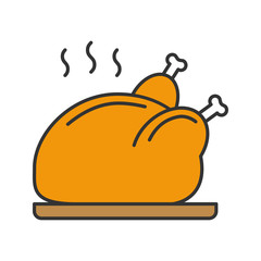 Grilled whole chicken color icon