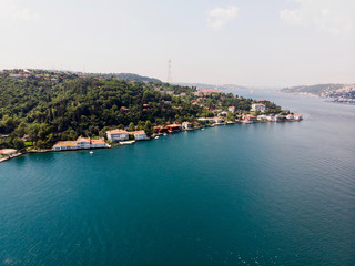 Fototapeta premium Aerial Drone View of Istanbul Bosphorus, Kandilli / Beykoz