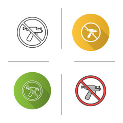 Forbidden sign with piercing gun icon